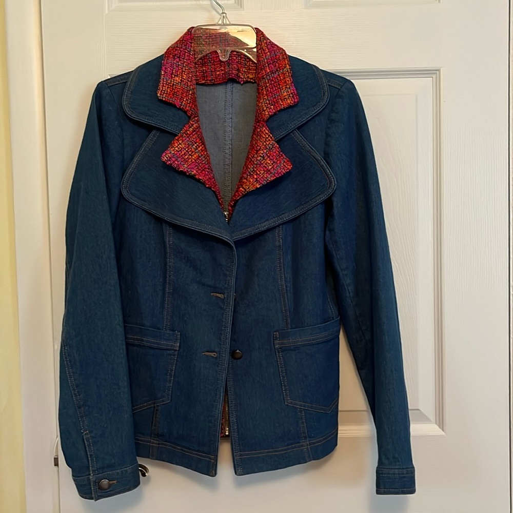 Tweed and denim jeans jacket